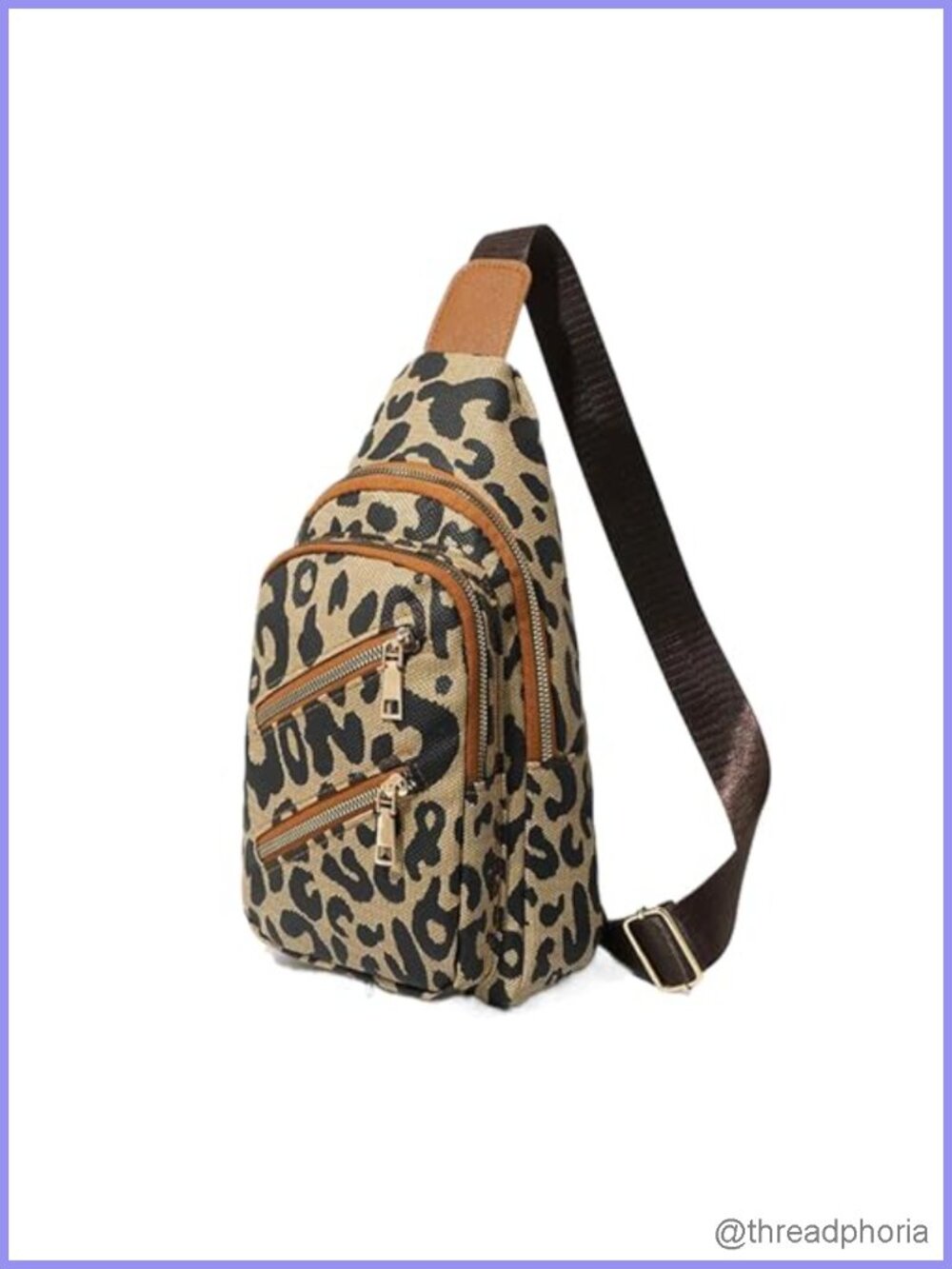 Leopard Print Faux Leather Sling Bag Crossbody RFID Blocking Daypack